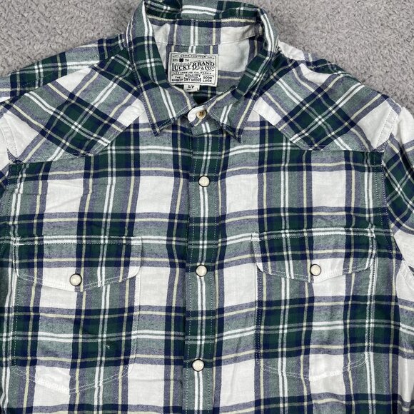 Lucky Brand Dry Goods Mens Western Wear Pearl Snap Button Down Shirt Sz Small - Picture 5 of 5